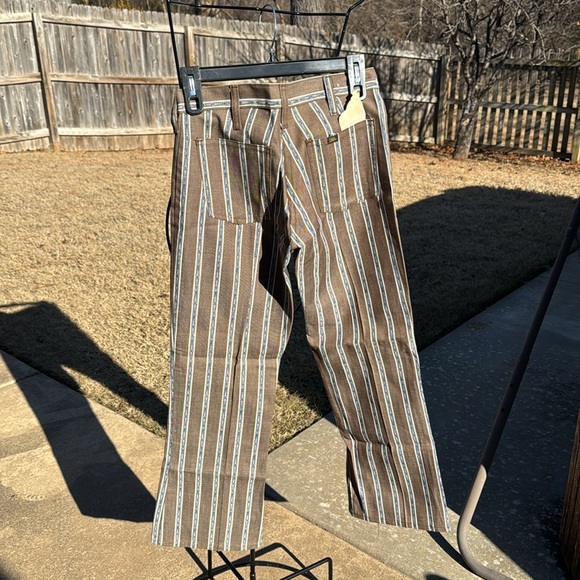 NOS Unisex To Die For 1960s Striped Jeans Capers Flare Bottom Button Front - Picture 6 of 11
